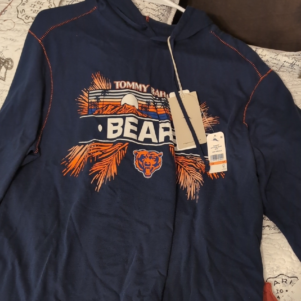 Tommy Bahama Blue Sweater with Eye-Catching Graphic Accents